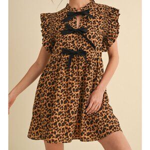 Animal Print Dress with Bows